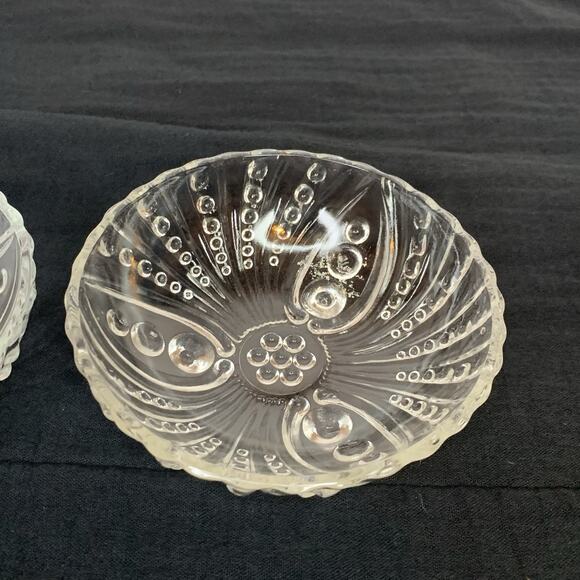 2 Anchor Hocking Depression Glass Berry Bowls Footed Burple Bubble Pattern 4.5” - Picture 3 of 9